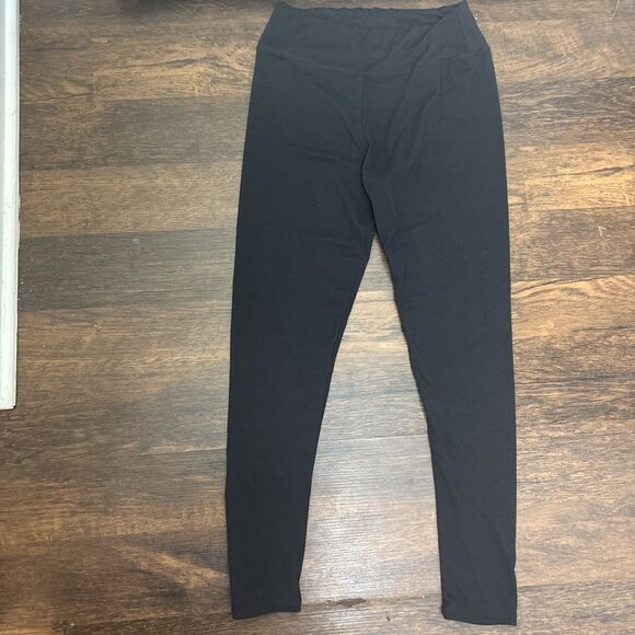 New Fashion One Size Leggings 2 Pack Black and Olive Green Women's Stretch Pants - Picture 2 of 5